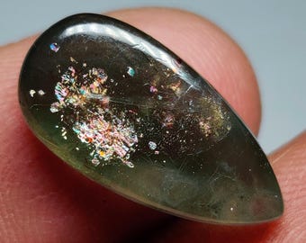 Tanzania Sunstone Cabochon - Natural Feldspar Gemstone, Sparkling Orange Peach Sunstone for Jewelry (22x11x6mm)