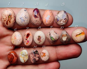 Cantera Mexican Fire Opal Cabochon - Mexico Volcanic Opal Gemstone for Jewelry Making (13mm-21mm)