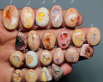 Cantera Mexican Fire Opal Cabochon, Mexico Volcanic Opal Gemstone for Jewelry Making (16mm-28mm)