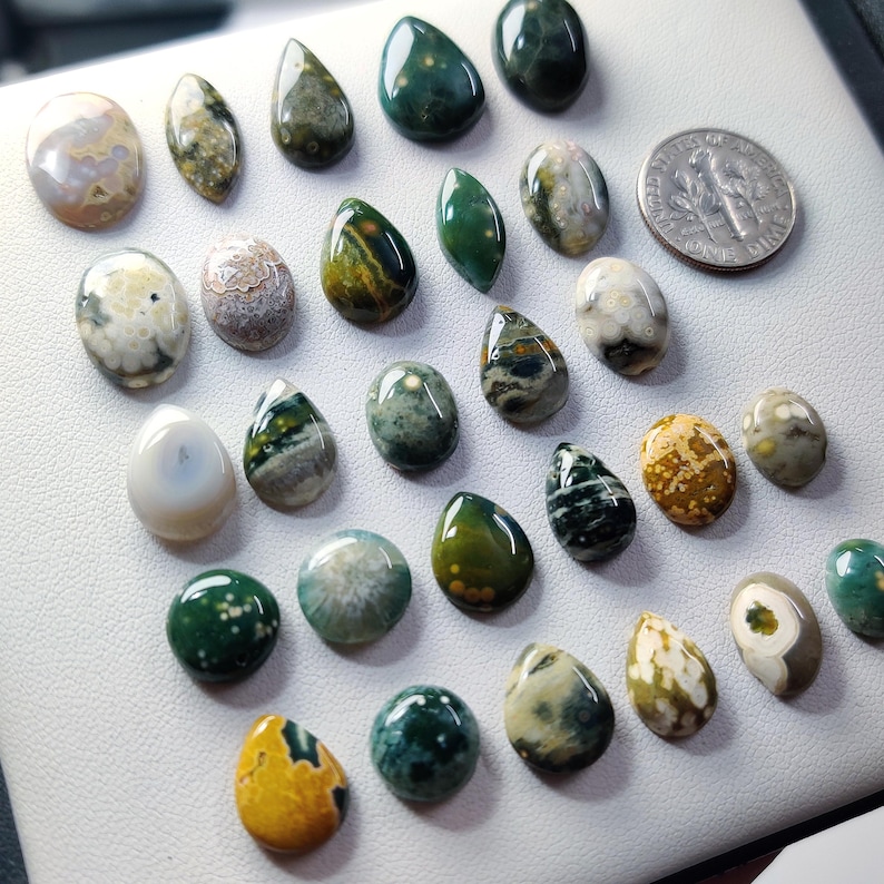 Natural Ocean Jasper Cabochon Madagascar - Gemstone for Wire Wrapping and Silver Jewelry Making (10mmx16mm)