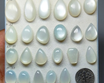 AAA Madras White Moonstone Cabochon | White Sheen Crystal Gem | Loose Stone (13-23mm)