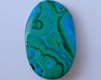 Cabujón de crisocola de malaquita natural - Ovalado, piedra semipreciosa (31 x 20 x 5)