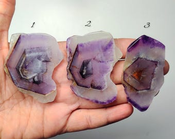Super Seven Amethyst Slice - Brazil Crystal Slice, Rare Melody Stone for Jewelry Making (65mm-72mm)