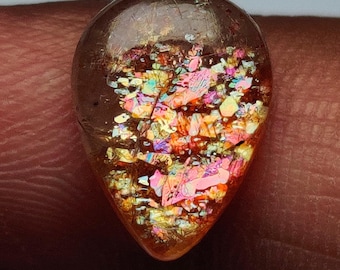AAA Natural Confetti Sunstone - Gemstone for Wire Wrapped Jewelry and Silver Pendant Making (15x11x4mm)