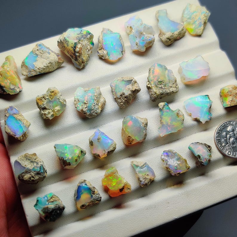 Ethiopia Natural Opal Rough - Gemstone for Jewelry Making Rings, Pendants, Earrings, Crystal Collection (12mmx21mm)