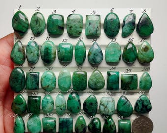 Natural Emerald Cabochon - Emerald Gemstone for Wire Wrapping, Silver Jewelry, Rings, Pendants, Earrings (11mm-21mm)