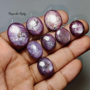 Cabochão raro de rubi trapiche | Gema de coríndon com padrão de estrela | Pedra para joias de designer (14-25 mm)