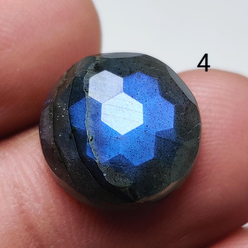 Natural Labradorite Rose Cut Gemstone for Wire Wrapping, Macrame, Silver Jewelry (18mm to 15mm)