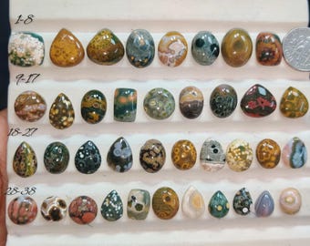 Ocean Jasper Cabochon | Orb Pattern Crystal | Scenic Loose Gem | Statement Jewelry Stone (9-14mm)