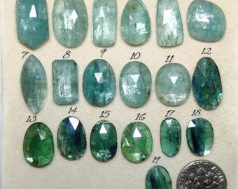 Natural Aqua and Green Kyanite Rose Cut | Dual Tone Kyanite Gemstones for Jewelry (13-20mm)