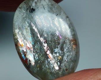 Tanzania Sunstone Cabochon - Natural Feldspar Gemstone, Sparkling Orange Peach Sunstone for Jewelry (19x13x6mm)