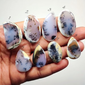 Cabochon van natuurlijke dendritische agaat – edelsteen voor draadwikkelen, oorbellen, zilveren sieraden maken (30 mm-38 mm)