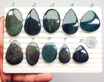 Natural Velvet Obsidian Cabochon from Mexico – Gemstone for Wire Wrapping, Macrame & Silver Jewelry (27mm-43mm)