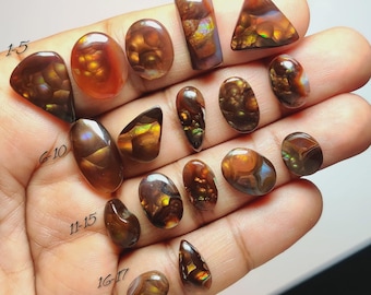 Mexican Fire Agate Cabochon | Iridescent Rainbow Flash Gemstone for Jewelry Making | Loose Stone (9-21mm)