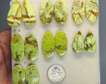 Vibrant Green Opal Pair Cabochons | Matching Green Gemstones | Designer Jewelry Stones (23-28mm)