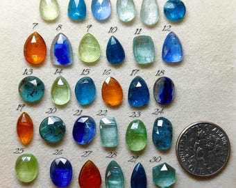 Mixed Kyanite Cut Stones from Brazil, Multicolor Faceted Kyanite Gems for Jewelry Making (7-12mm)