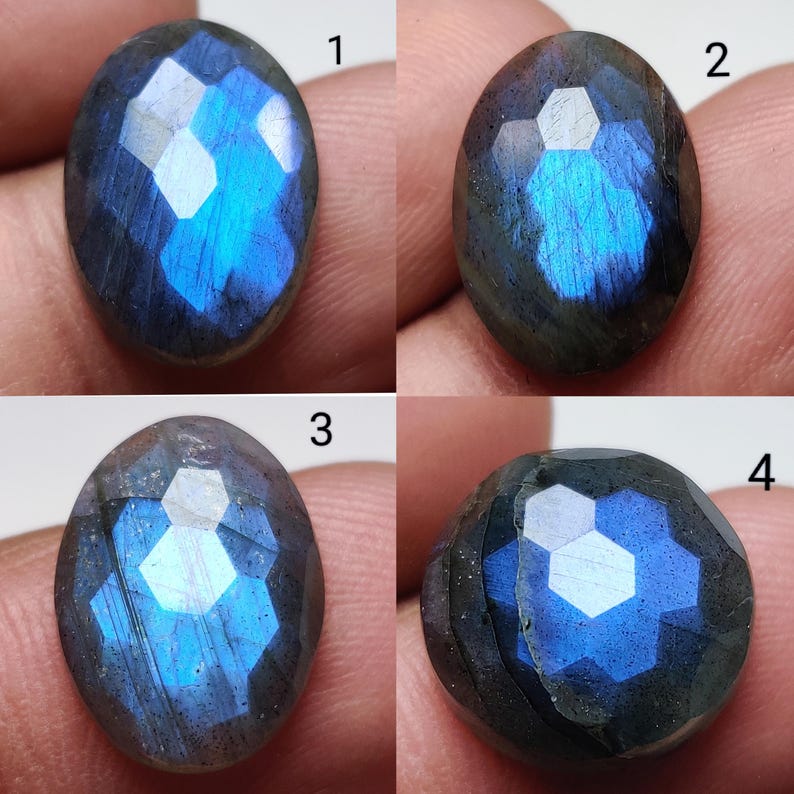 Natural Labradorite Rose Cut Gemstone for Wire Wrapping, Macrame, Silver Jewelry (18mm to 15mm)