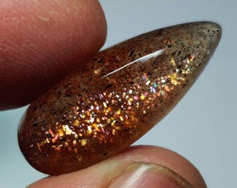 Australian Rainbow Lattice Sunstone - Rare Feldspar Gemstone from Australia for Jewelry Making (27x11x7mm)