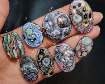 Rare Fordite Cabochon | Genuine Motor Agate Gemstone for Jewelry Making | Unique Loose Stone (27-37mm)