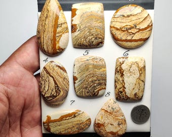 Picture Jasper Cabochon - USA Natural Gemstone, Landscape Stone Wire Wrap Jewelry Making Supply (36mm-52mm)