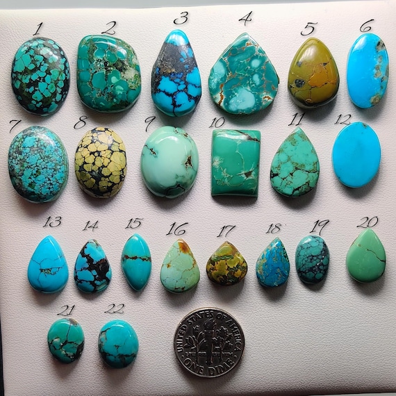 Natural Turquoise Gemstone USA - Blue Turquoise Cabochon for Wire Wrapping, Rings, Pendants (11mmx21mm)