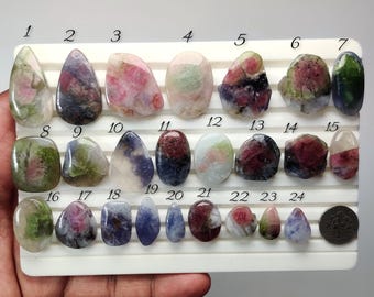 Natural Unicorn Tourmaline Cabochon - Brazil Gemstone, Jewelry Making, Wire Wrapping, Silver Jewelry Supply (13mm-34mm)