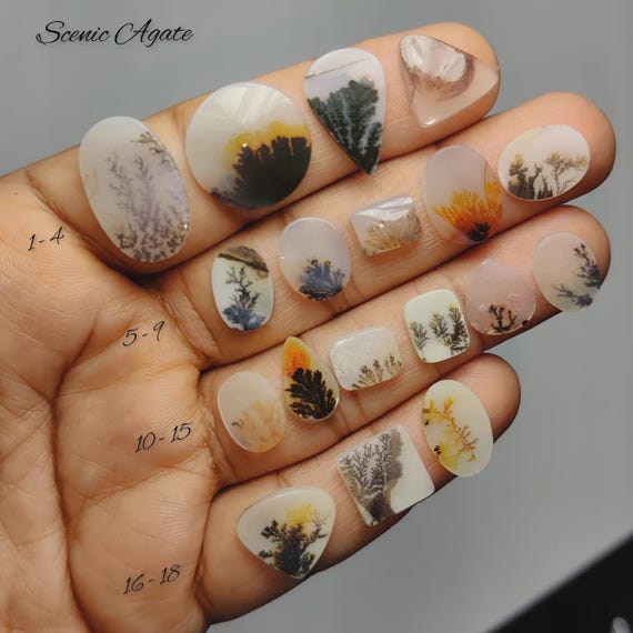 Scenic Agate Cabochon | Landscape Pattern Gemstone for Jewelry Making (9-20mm)