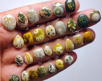 Exotic Ocean Jasper Gemstone | Unique Orb Pattern Stone for Statement Jewelry & Collectors (10-18mm)