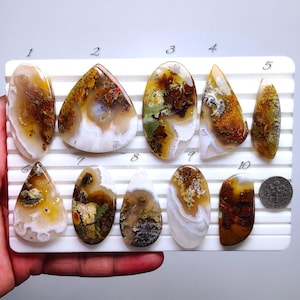 Indonesische Javaanse mosagaat cabochon – natuurlijke edelsteen voor het maken van sieraden (39 mm-51 mm)