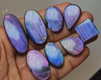 Labradorita Morada Flash AAA | Piedra Iridiscente para Anillos y Diseño de Joyería Statement (17-42mm)
