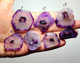 Super Seven Amethyst Slice - Brazil Crystal Slice, Rare Melody Stone for Jewelry Making (34mm-50mm)