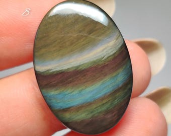 Velvet Obsidian Cabochon | Colorful Sheen Glass Stone for Statement Jewelry, Wire Wrap (18-27mm)
