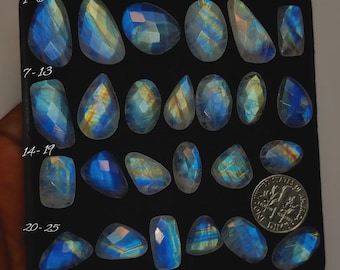 Sparkling Rainbow Moonstone Checker Cut | Blue Flash Faceted Gem | Sparkling Loose Stone (11-23mm)