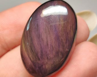 Natural Velvet Obsidian | Color Play Gemstone for Wire Wrap Jewelry | Natural Loose Stone(29x19x7mm)