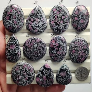Ruby Fall Jasper Cabochons - Natural Pink Jasper for Jewelry Making, Rings, Pendants, Earrings (28mm-37mm)