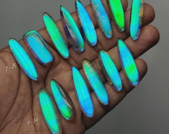 Labradorite Coated Doublet Cabochon | Iridescent Flash Gemstone | Designer Jewelry Stone (27-38mm)