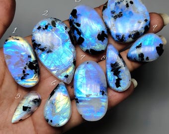 AAA Black Tourmalated Moonstone | Contrast Pattern Gem for Rings, Pendants & Handmade Jewelry(24-45mm)