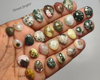 AAA Ocean Jasper Cabochon | Orbicular Healing Gemstone for Jewelry Making | Loose Stone (10-15mm)