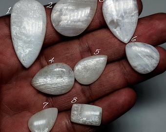 White Fire Moonstone Cabochon - Natural Moonstone Gemstone for Wire Wrap, Rings, Pendants, Macrame (18mmX40mm)