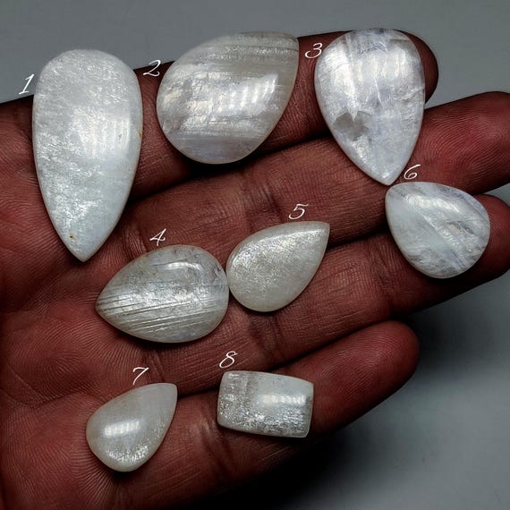 White Fire Moonstone Cabochon - Natural Moonstone Gemstone for Wire Wrap, Rings, Pendants, Macrame (18mmX40mm)