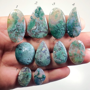 Natural Indian Moss Agate Cabochon Gemstone for Wire Wrapping, Macrame Pendant, Rings, Earrings (21mm-37mm)