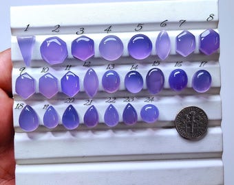 Natural Lavender Chalcedony Cabochon – Gemstone for Wire Wrap, Macrame, Rings, Earrings, Jewelry (10mm-16mm)