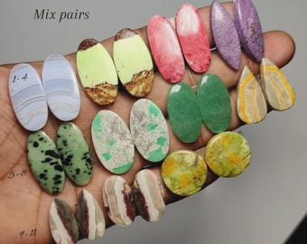 Assorted Mixed Gemstone Pair Cabochons | Matching Jewelry Stones | Designer Gemstone Pairs (19-27mm)