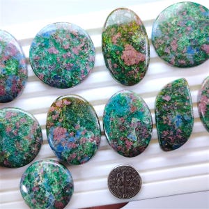 Natural Blue Green Ruby Kyanite Cabochon – Gemstone for Wire Wrapping, Silver Jewelry Making (28mm-41mm)