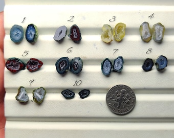Tabasco Agate Pair Cabochons - Mexico Natural Matching Gemstones for Jewelry Making (8mm-12mm)
