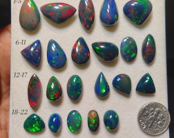 Black Ethiopian Opal Cabochon | Fiery Color Play Gemstone | Designer Jewelry Stone (10-19mm)