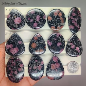 Natural Ruby Fall Jasper Cabochon, Red Pattern Stone, Unique Jasper Gemstone (30-38mm)