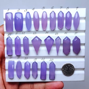 Natuurlijke lavendel-chalcedoon cabochon – edelsteen voor draadwikkel, macramé, ringen, oorbellen, sieraden (24 mm-26 mm)