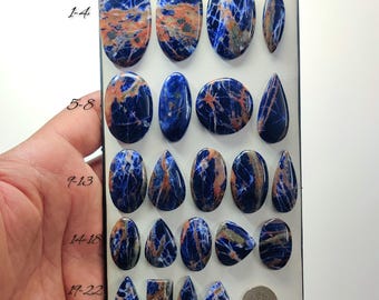 Natural Sodalite Pyrite Cabochon - Wire Wrapping Stone for Artisan Jewelry Making (21mm-47mm)