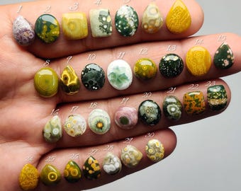 Ocean Jasper Cabochon | Natural Orb Stone for Rings & Custom Jewelry Design (10-14mm)